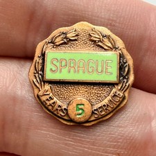 Sprague 5 Years Service Employee Lapel Pin Enamel Electric Company Award Vintage picture