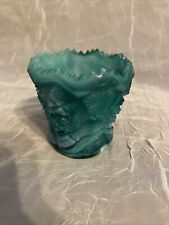 Slag Glass Toothpick Holder by Imperial, USA  -Teal Slag Glass Daisy and Button  picture