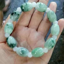 Grade A Natural Jade Jadeite Woman's Fashion Jewelry Bucket Beads Lucky Bracelet picture
