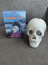 Vintage 1980s Screaming Skull Russ Porcelain Skull Candle Holder w Box Halloween picture