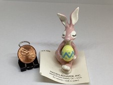 Hagen Renaker Miniature Pink Easter Bunny Rabbit with Egg picture