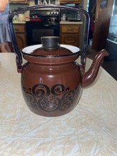 vintage Finel Kesti brown enamel teapot kettle with an orient pattern picture