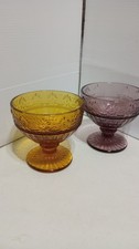 Vintage Bowls 1 Amber 1 Amethyst Footed Candy/Dessert Dishes picture