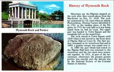 Plymouth Rock and Portico Plymouth Massachusetts Chrome Postcard picture