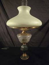 Vintage Converted Electric Parlor Lamp - UV Reactive Glass- Copper & Metal Base picture