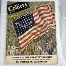 Colliers Magazine July 7, 1945, WWII 48 Star American Flag Cover 76 Pages picture