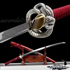 Gorgeous Red Warrior Sword Carbon Steel Japanese Samurai Katana Snake Style picture