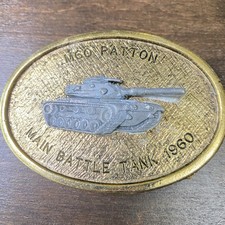 M60 Patton Main Battle Tank 1960 Solid Brass Military Belt Buckle Ira Green 3