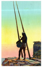 Navajo Gallup NM Call of the Clan Drum Posted 1940s Vintage Linen Postcard picture