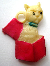 40's VINTAGE Celluloid Jack in the Box CAT Cracker Jack Toy Prize Charm picture