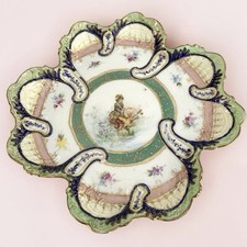 Antique Portrait Bavarian Oyster Plate Victorian Gilt Hand Painted 6 Well Rare picture