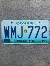 2009 Missouri Trailer License Plate - WMJ 772 - Nice picture