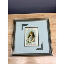 Vintage Ayer's Sarsaparilla Advertising Print Framed Victorian Girl with Flowers picture