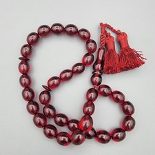 33-Bead Red Cherry Tasbih – Faturan Amber Rosary Islamic Misbaha 60 Grams picture