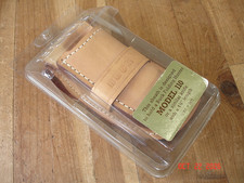 VINTAGE BUCK KNIFE 110 CUSTOM TAN LEATHER SHEATH TAN NO KNIFE ORIGINAL CLAMSHELL picture
