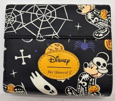 Disney Mickey Mouse Halloween Skeleton Glow-In-Dark Mini Tri Fold Flap Wallet picture