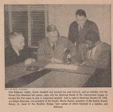 1945 Jackie Robinson Montreal Royals Baseball 1940s Magazine Page Panel picture