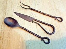 Cutlery Set Iron Spoon Fork Knife Viking Medieval Feastware Feasting Utensils picture