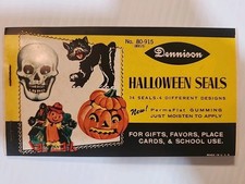 Vintage Dennison Halloween Seals 6 Designs 36 Seals Skull Cat Pumpkin🎃 Last 2 picture
