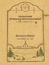 1918 WWI AEF GHQ Infantry Christmas Menu Roster Booklet France picture