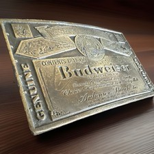 Vintage Budweiser Lager Beer Anheuser-Busch Metal Belt Buckle Breweriana picture