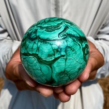 1.55LB Rare Natural Malachite quartz hand Carved sphere Crystal Healing picture