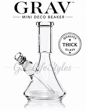 GRAV® SMALL MINI DECO BEAKER BONG, 6.5”, WATER PIPE, Bubbler, THICK GLASS PIECE picture