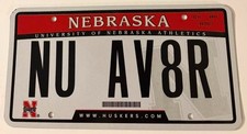 NU AV8R Vanity License Plate Nebraska University Aviator Pilot New picture