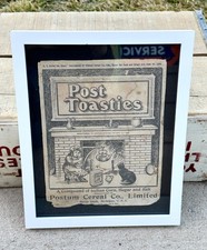 EARLY Antique 1906 POST TOASTIES CEREAL Box FRONT ONLY Cereal Advertising Framed picture