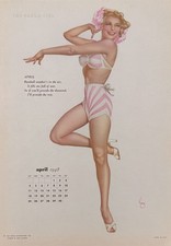 Original Vintage 1948 Varga Girl Calendar Page April Alberto Vargas Pin Up picture