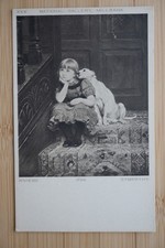 Antique Dog Postcard Briton Riviere National Gallery Child Victorian Art picture
