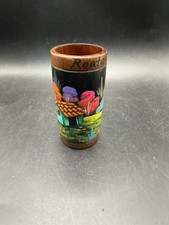 Vintage Roatan Honduras Hand Painted Wood Shot Glass Folk Art Souvenir  picture