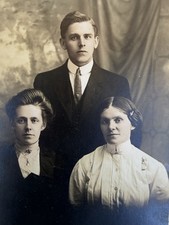 Antique Family Portrait Two Women Young Man Studio Photo Minneapolis MN picture