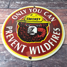 Vintage Smokey Bear Porcelain Sign - Only You Can Prevent Wildfires Forest Sign picture