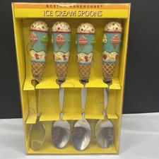 Vintage 1998 Boston Warehouse Lillian Vernon Ice Cream Spoons Set 4 NIB 78140 picture