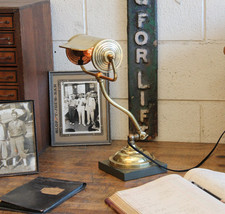 Vtg Antique Faries Industrial Brass Desk Bankers Lamp Light OC White Era 1920s picture
