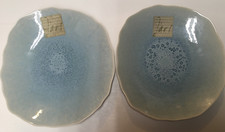 LOT OF 2 JARS FRANCE FEATHER ATOLE GREEN DESSERT PLATTERS 9