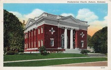 PRESBYTERIAN CHURCH POSTCARD AUBURN AL ALABAMA 1938 picture