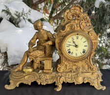 Antique C 1903 Ansonia ARTIST Figural Statue Mantle Clock - VIDEO - ALL ORIGINAL picture