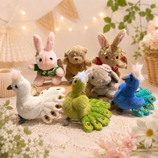 Cute Plush Animal Keychain Bunny Peacock Bear Assorted Designs Soft Toy Gift picture