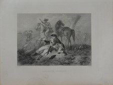 Antique Revolutionary War Lafayette Wounded 1878 Original Engraving Art picture