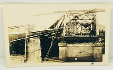 Vintage AZO RPPC Collapsed Truss Bridge Wreck Disaster Scene Hotel Background picture