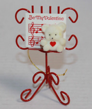 Vintage Avon Teddy Bear On Music Stand Valentine Ornament picture
