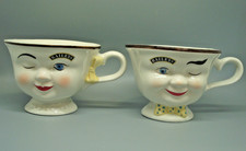 Vintage 1996 Baileys Irish Cream Mr & Mrs Yum Winking Face Mugs Cups Set 2 picture