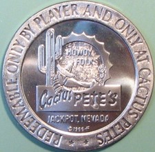 Cactus Pete's. $1 Casino Token. Jackpot, NV. 1966. U03. picture