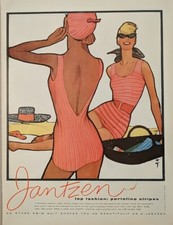 1958 Vintage, Jantzen Sun Clothes Print Ad, Retro Art, Unique Classic Time Piece picture