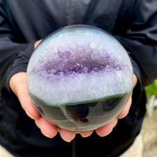 635G Natural Open Smile Agate Amethyst Sphere Healing Wealth Collectible Crystal picture