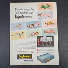 1953 Englander Mattress Goodyear Vintage Print Ad Sleeping Women Men Children picture