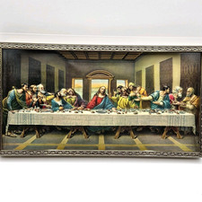 Vintage 3D Molded Plastic The Last Supper Framed Wall Art picture