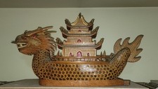 Chinese Emperor Dragon River-boat, carved bamboo&woven rattan, 1970s picture